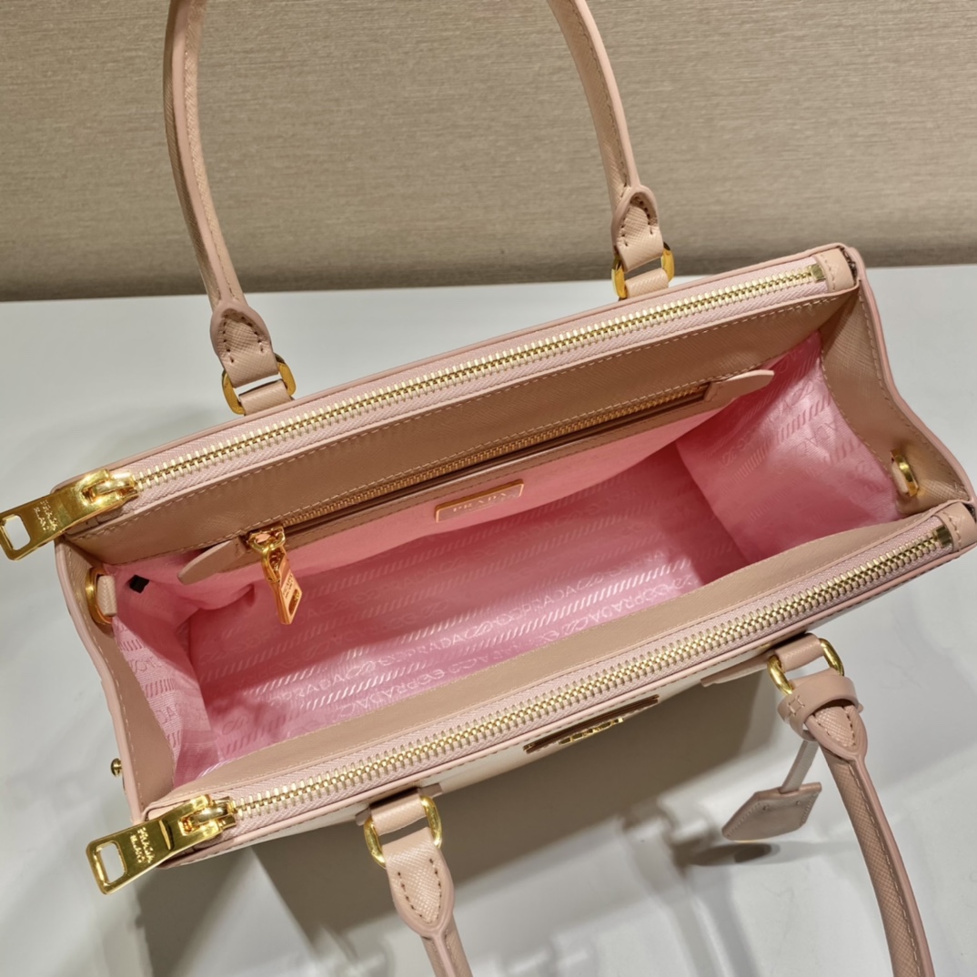 Prada Medium Galleria Saffiano Leather Bag Tote Shoulder Bag Powder Pink 1BA863